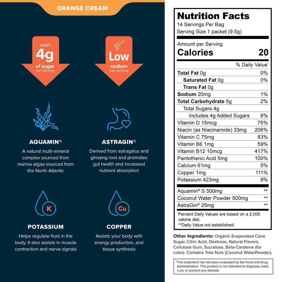 Hydra-Aid-Nutrition-facts-Orange-cream-14pk-Hydration-Stick-Packs
